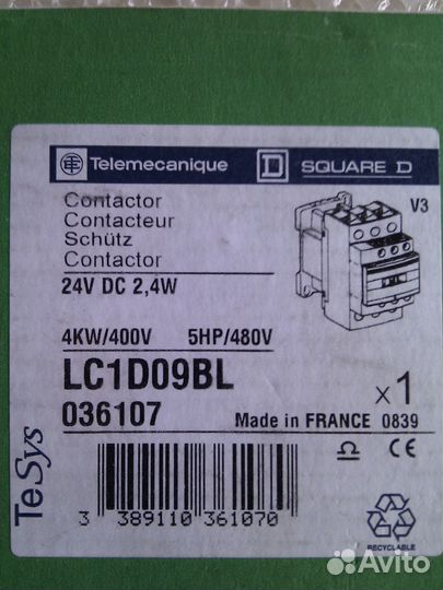 Контактор Schneider Electric LC1D09BL