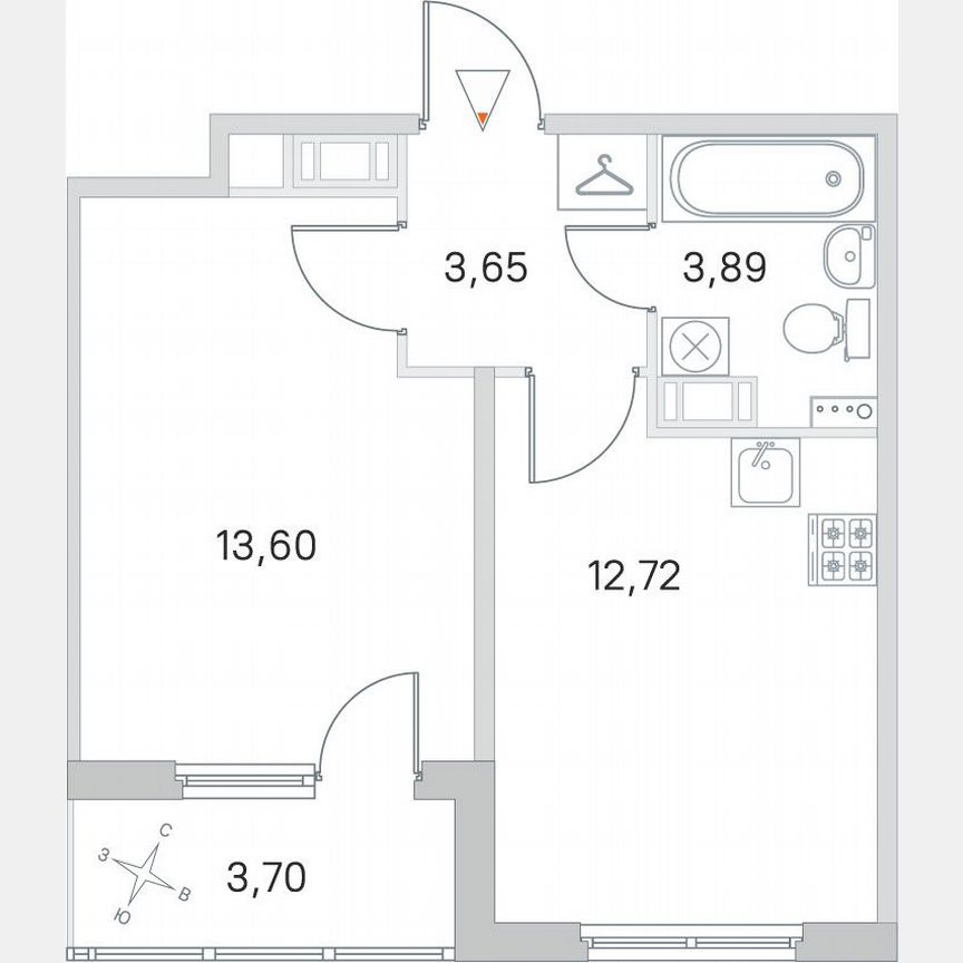 1-к. квартира, 35,7 м², 4/4 эт.