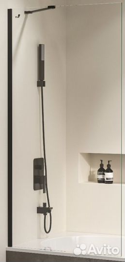 Шторка на ванну RGW SC-151B чёрный/Прозрачное/8 м