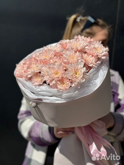 Букет хризантема пудра