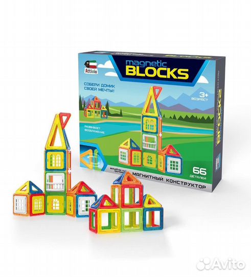Новый магнитный конструктор Attivio (66 деталей)