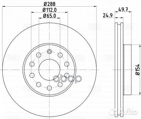 Диск тормозной skoda yeti 09- перед. D288mm