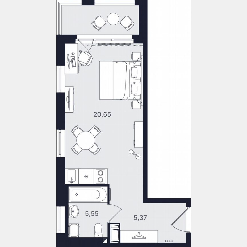 Апартаменты-студия, 31,6 м², 6/24 эт.