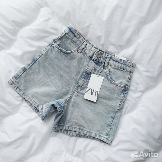 Джинсовые шорты zara голубые 36 38 40