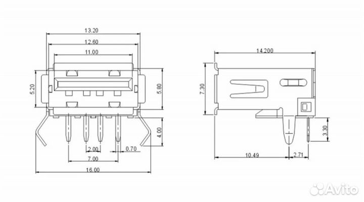 Разъем USB-2.0 (10 шт.)