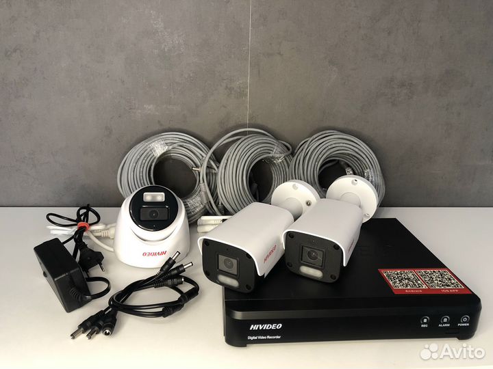 Комплект видеонаблюдения 4 мп IP камеры со звуком