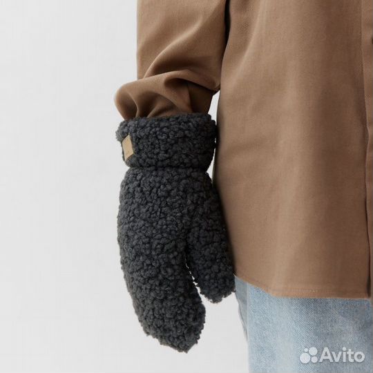 2 шт. Варежки женские на иск. меху mist, р-р. 26см, серый