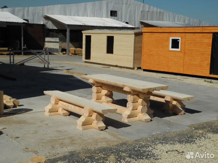 Сруб Садовой мебели из бревна для Бани