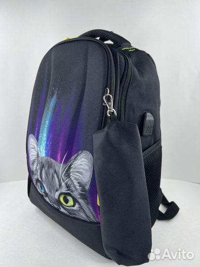 Рюкзак школьный, с кошкой, SkyName