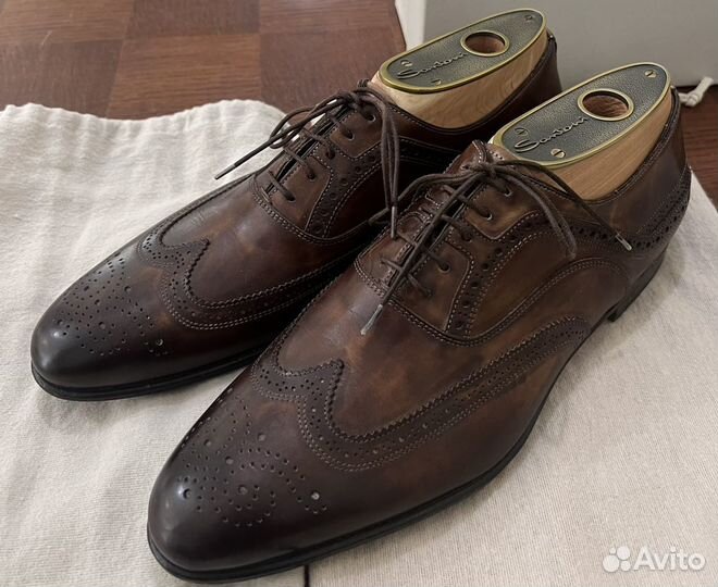 Santoni туфли мужские + колодки. Оригинал