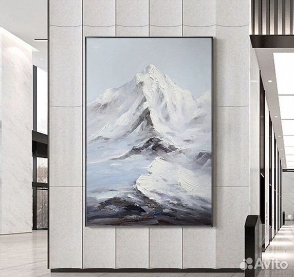 Картина маслом Горы Зимний пейзаж гор