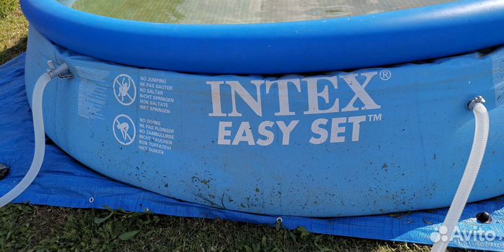 Бассейн надувной Intex 4.5м, фильтр, тент, лестниц