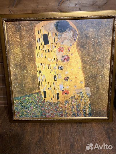 Картина Густова Клима поцелуй с багетом