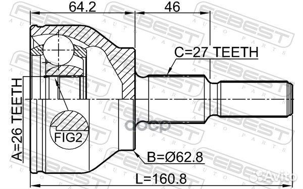 Шрус наружный 26x62.9x27 ford focus CB8 2011