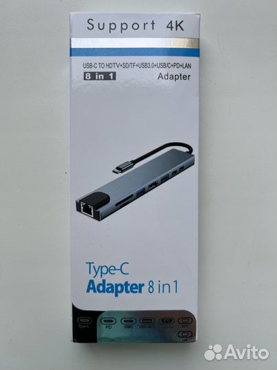 Type c адаптер 8 в 1 переходник macbook