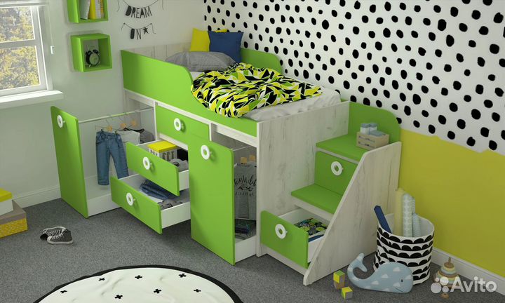 Кровать чердак фабрика клюква