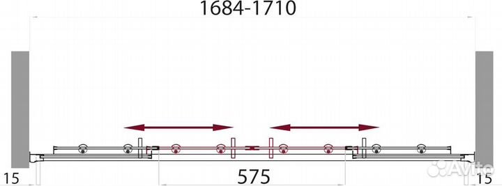 Душевая штора BelBagno 171cm Хром uno-vf-2-170/14