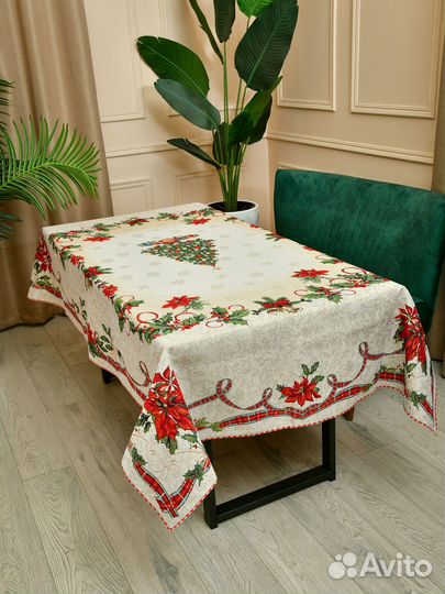 Новогодняя скатерть гобелен