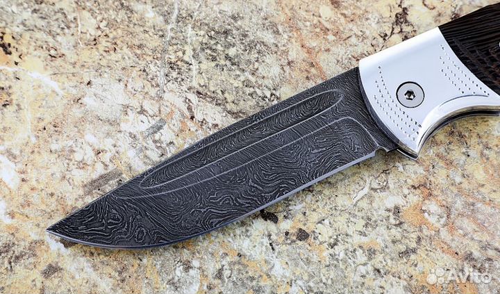 Складной нож Беркут, сталь дамаск, рукоять накладк