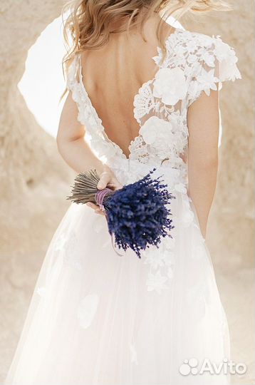 Свадебный букет из сухоцветов и стабилизированных