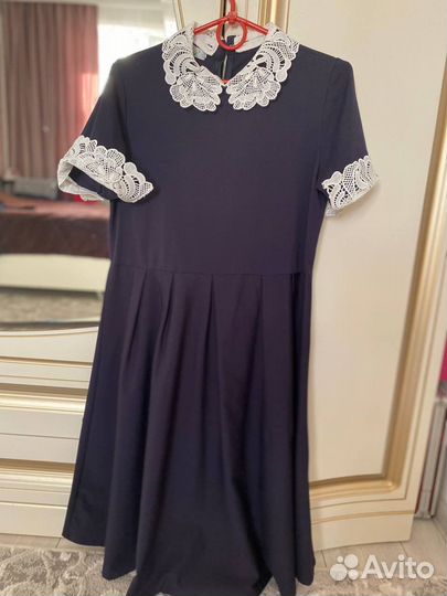 Синее школьное платье