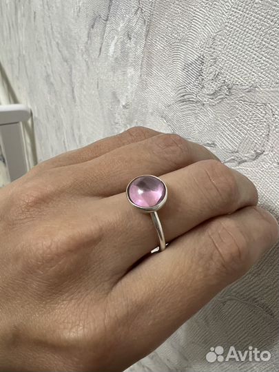 Кольцо розовая капля Pandora