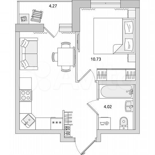 1-к. квартира, 36,4 м², 12/17 эт.