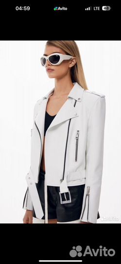 Кожаная куртка косуха белая 42