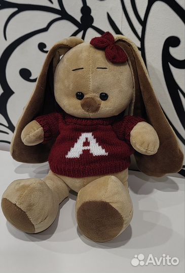 Мягкая игрушка заяц амигуруми Зайка в свитере 38см