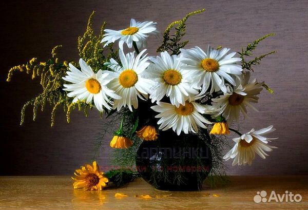 Картина по номерам 40x50 Букет белых и желтых рома