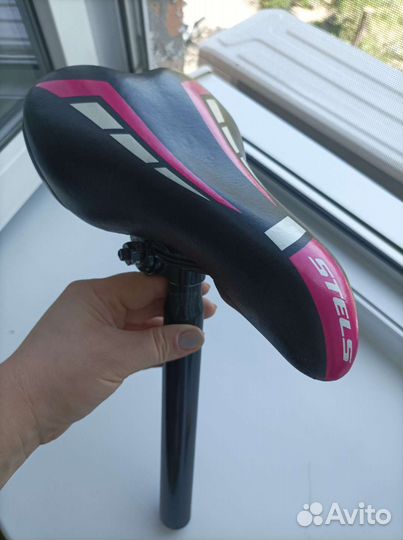 Седло для велосипеда кожаное на подседельном штыре