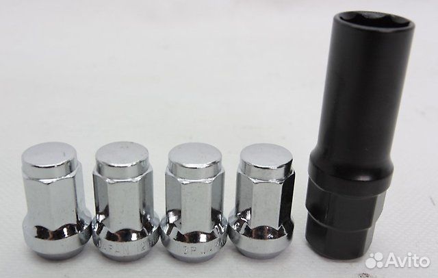 Комплект секреток 4шт. + ключ M12-1.25 серебро