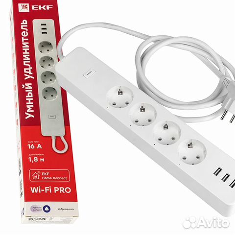 Умный удлинитель EKF Connect PRO Wi-Fi c USB RCE-2