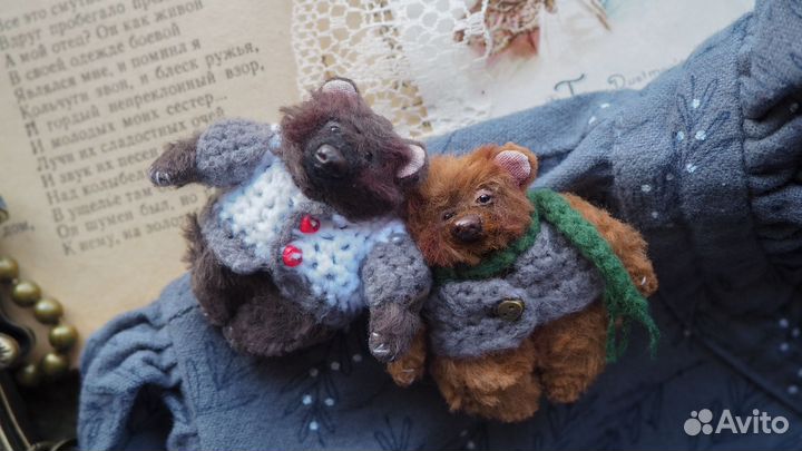 Брошь тедди мишки ручной работы