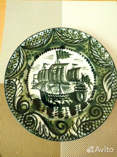 Настенная тарелка лфз Парусник СССР