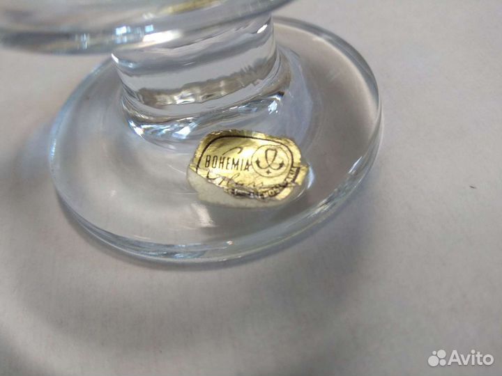 Фужеры с мельхиоровым декором Богемский хрусталь