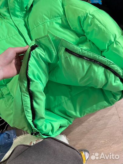 Пуховик Vetements Neon Green Logo Double Оригинал