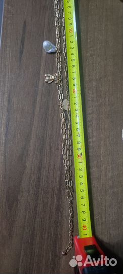 Колье с мишкой, монетой, жемчугом Цепь