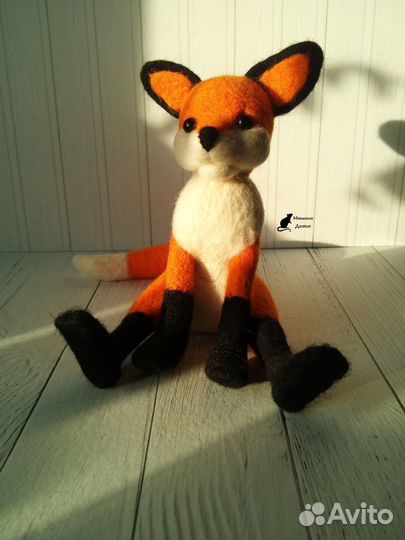 Лисёнок Рыжик, шерсть, ручная работа, новое