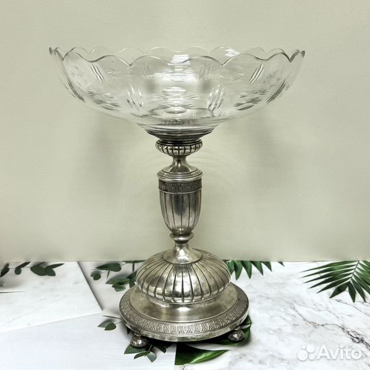 Антикварная Ваза для фруктов, серебро 84 пробы