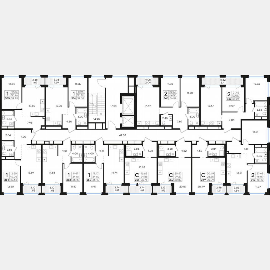 2-к. квартира, 48,4 м², 3/15 эт.