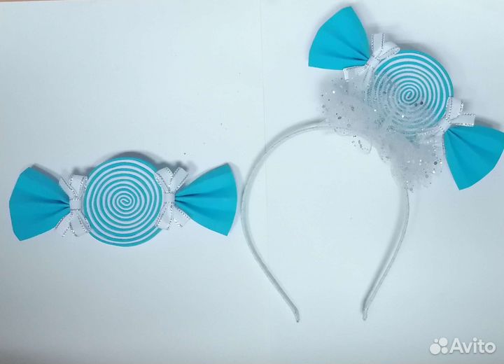 Ободок снежинка конфетка ушки