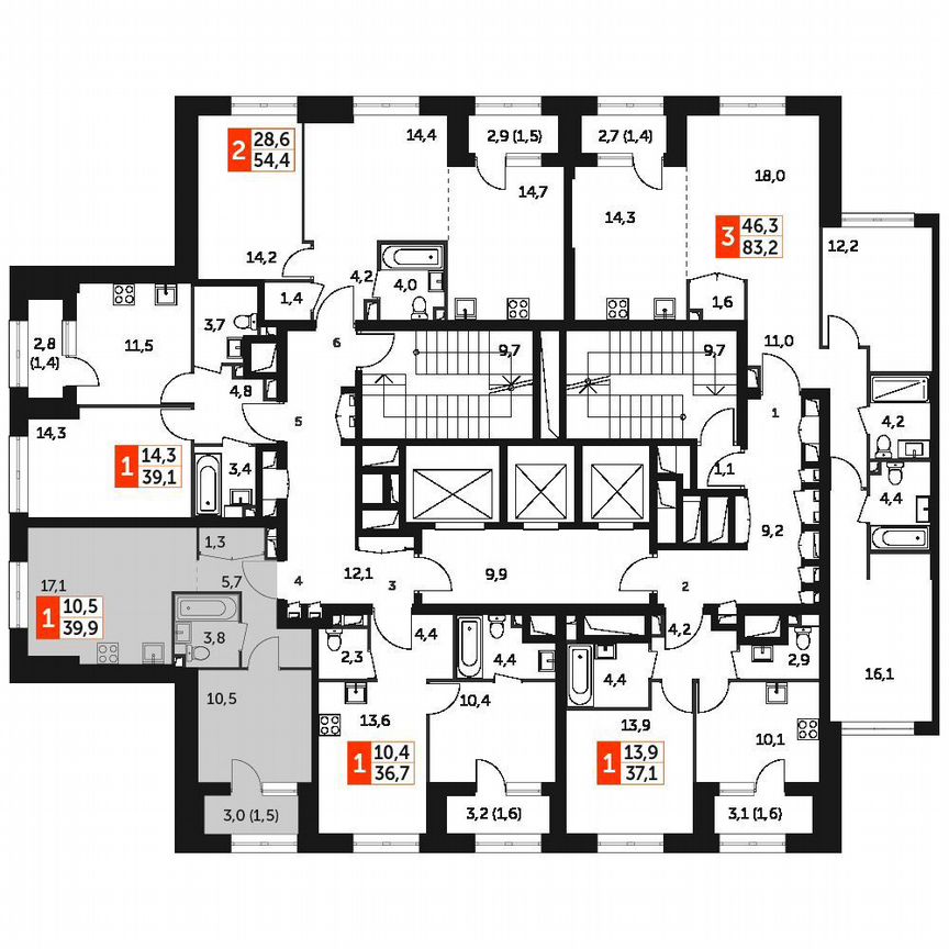 1-к. квартира, 39,9 м², 6/38 эт.