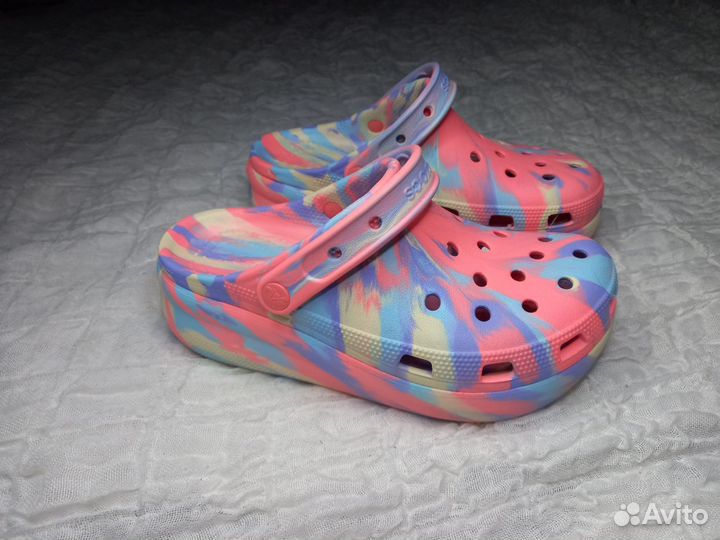 Crocs Crush marbled Cutie р.36 на платформе кроксы