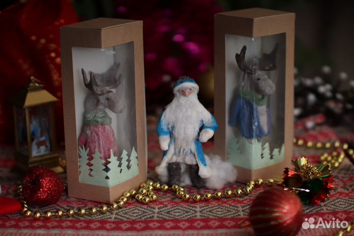 Ватные елочные игрушки ручной работы