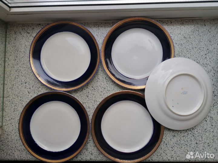 Тарелки ретро чайная пара кобальт лфз СССР