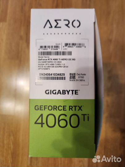 Видеокарта gigabyte rtx 4060ti aero