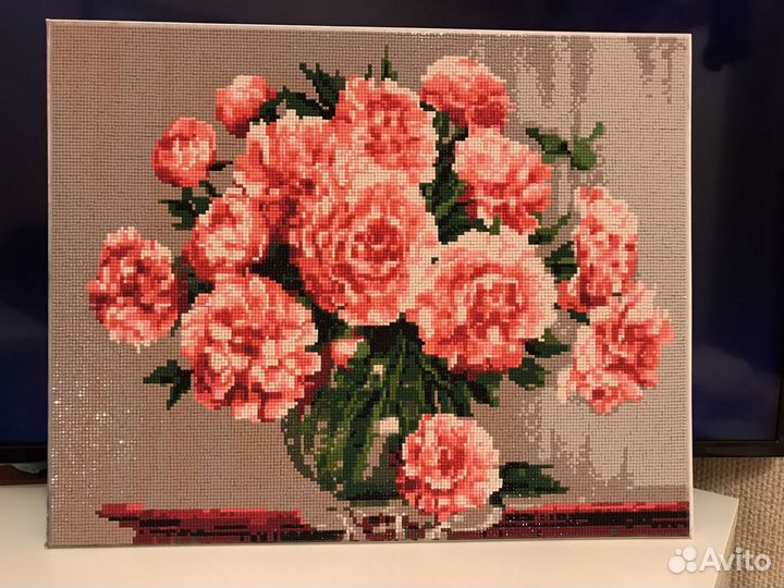 Картина алмазная пионы