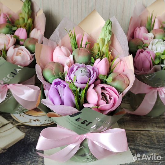 Мыло ручной работы,букет,цветы