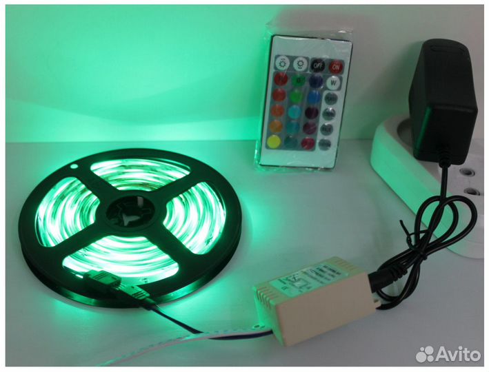Светодиодная rgв лента с пультoм в машину